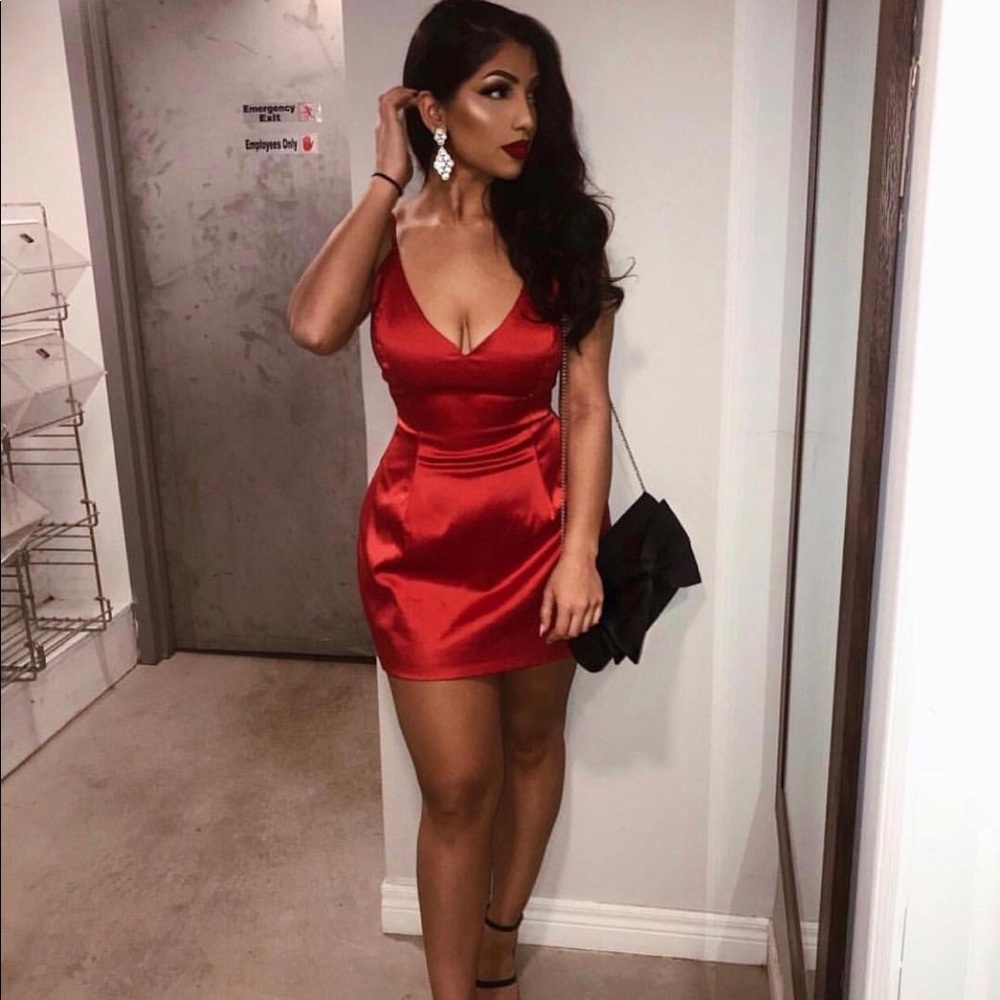 Red low cut Selena dress